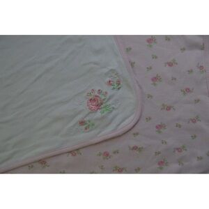 First Impressions Baby Blanket Pink Rose Floral White Green Security Lovey